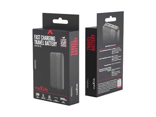 Foto van Powerbank 20.000mA zwart USB + USB-C 20W QC Powerbank 20.000mA zwart USB + USB-C 20W QC