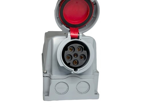 Foto van CEE 5P/63A/400V opbouw wcd rood IP-67 CEE 5P/63A/400V opbouw wcd rood IP-67