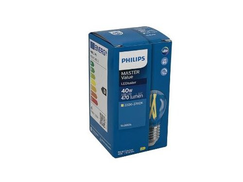 Foto van Philips LED kogel E27 3,4-40W filament helder dimtone Philips LED kogel E27 3,4-40W filament helder dimtone