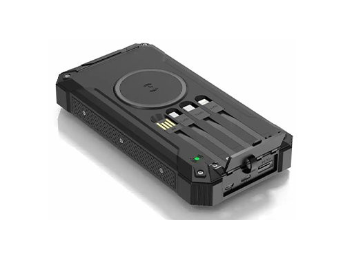 Foto van Powerbank 20.000mA zwart + led indicatie + Qi + solar en zaklamp Powerbank 20.000mA zwart + led indicatie + Qi + solar en zaklamp