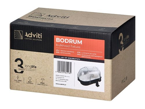 Foto van Wandlamp E27 ovaal pvc met metalen korf zwart Wandlamp E27 ovaal pvc met metalen korf zwart