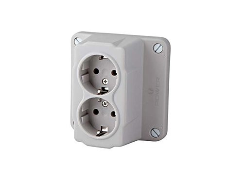 Deksel met dubbel stopcontact RA voor kabeldoos grijs POWER