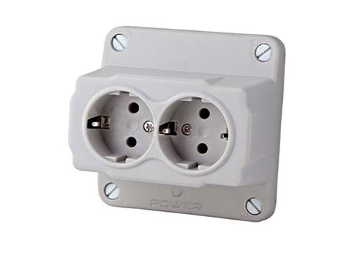 Deksel met dubbel stopcontact RA voor kabeldoos grijs POWER