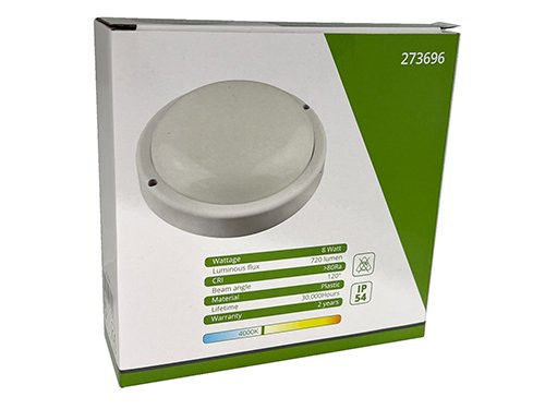 Foto van LED Wandlamp 8W rond bulkhead wit 4000K LED Wandlamp 8W rond bulkhead wit 4000K