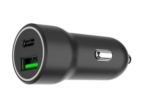 USB + USB-C autolader 20W zwart