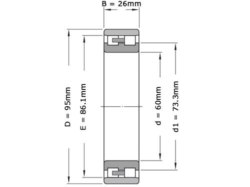 Foto van SKF Cilinderlager Tweerijig NN3012 KTN SP (60x95x26mm) SKF Cilinderlager Tweerijig NN3012 KTN SP (60x95x26mm)