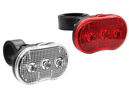 LED fietslampset 2 delig rood/wit met reflector