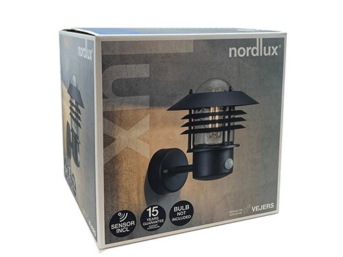 Foto van Wandlamp Vejers E27 zwart IP44 + sensor Wandlamp Vejers E27 zwart IP44 + sensor