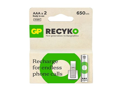 GP NiMH oplaadbare batterij AAA 650mA PHONE blister(2)