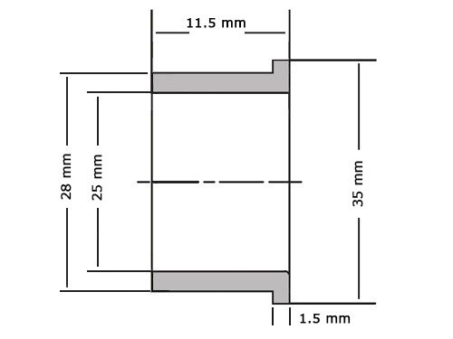 Flensglijlager PAF25115 P14 Gerold Staal / PTFE (25x28x11.5/35x1.5mm)