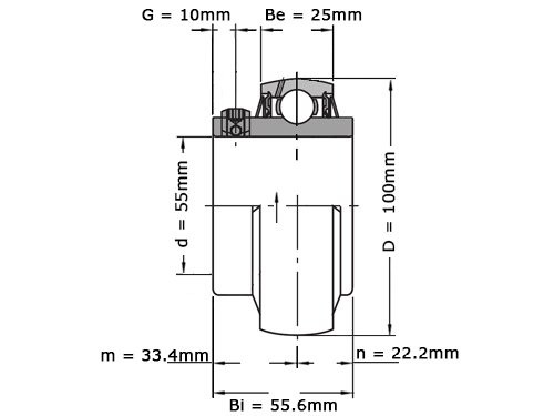 Foto van IBB Insert Lager UC211 RVS (55mm) IBB Insert Lager UC211 RVS (55mm)