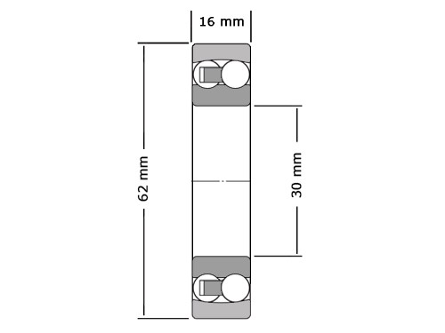 Nachi Kogellager Zelfinstellend 1206 C3 (30x62x16mm) 