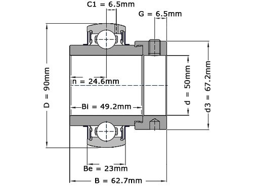 Foto van SNR Insert Lager EX210 AGR (50mm) SNR Insert Lager EX210 AGR (50mm)