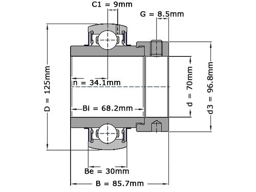 Foto van SNR Insert Lager EX214 G2 (70mm) SNR Insert Lager EX214 G2 (70mm)