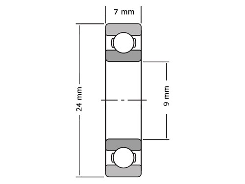 FAG Miniatuur Kogellager 609 2RSR (9x24x7mm)