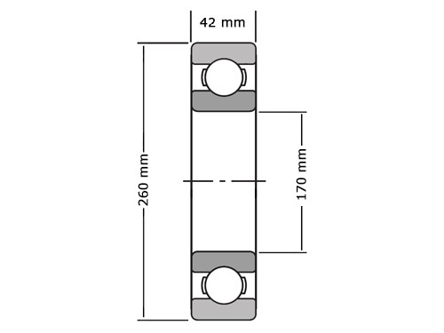 SKF Kogellager 6034 M C3 (170x260x42mm)