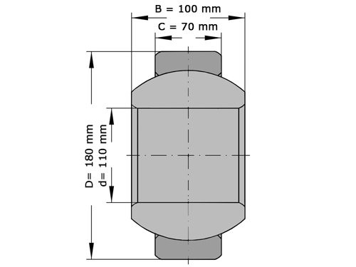 INA Gewrichtslager GE110 FO 2RS E (110x160x70mm)