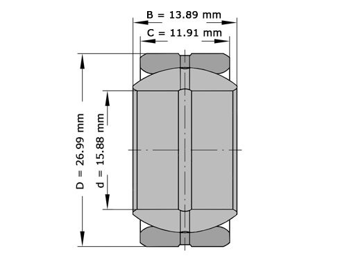 INA Gewrichtslager GE15 ZO HLN (15.88x26,99x13.89mm)