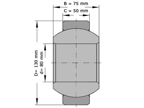 ELG Gewrichtslager GE80 FO 2RS (80x130x75mm)