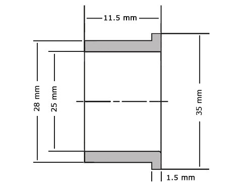 Glijlager PAF25115 P14 25x28x11.5/35x1.5mm
