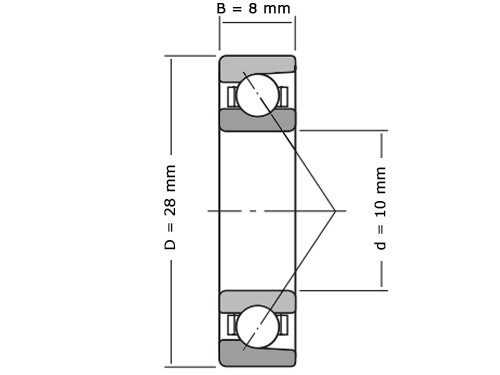 IBB Hoekcontactlager Eenrijig E10 (10x28x8mm)