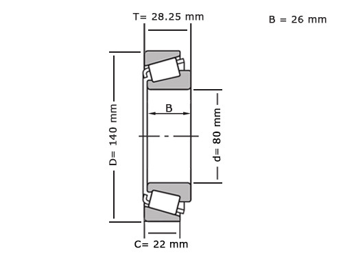 IBB Kegellager 30216 (80x140x28.25mm)