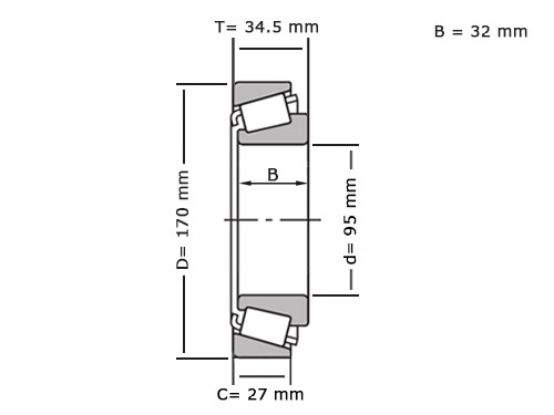 IBB Kegellager 30219 (95x170x34.50mm)