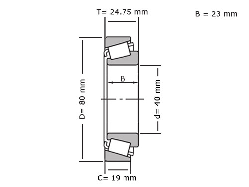IBB Kegellager 32208 (40x80x24.75mm)