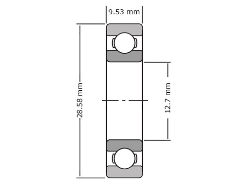 IBB Kogellager 1616 ZZ (12.7x28.58x9.53mm)