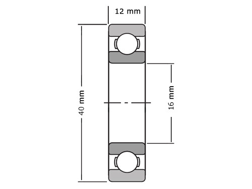 IBB Kogellager 6203/16 2RS (16x40x12mm)