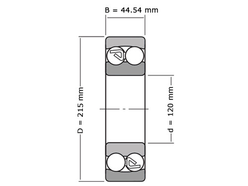 IBB Kogellager Zelfinstellend 1224 M Cilindrisch (120x215x44.54mm)