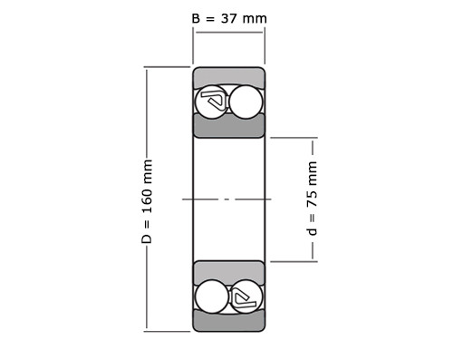 IBB Kogellager Zelfinstellend 1315 Cilindrisch (75x160x37mm)