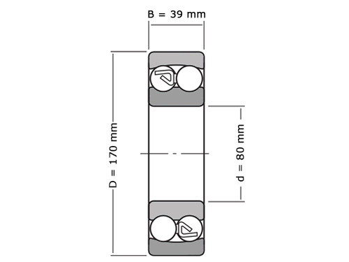 IBB Kogellager Zelfinstellend 1316 Cilindrisch (80x170x39mm)
