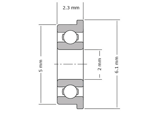 IBB Miniatuur Flenskogellager F682 X ZZ RVS (2.5x6x2.6mm)