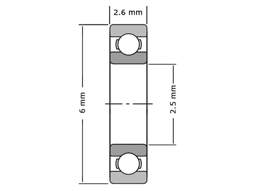 IBB Miniatuur Kogellager 682 X ZZ (2.5x6x2.6mm)