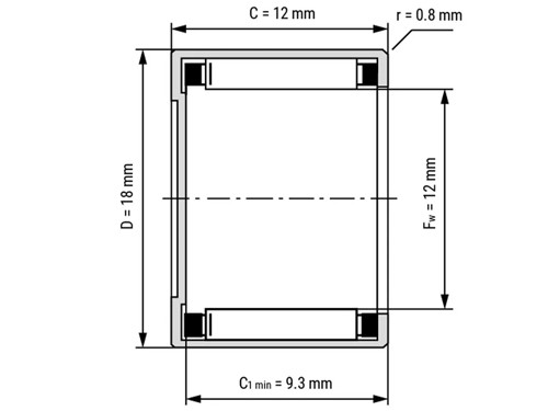 IBB Naaldhulslager 1-Zijdig Gesloten BK1212 (12x18x12mm)