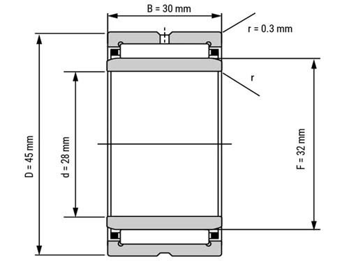 IBB Naaldlager Met Binnenring NA 69/28 (28x45x30mm)