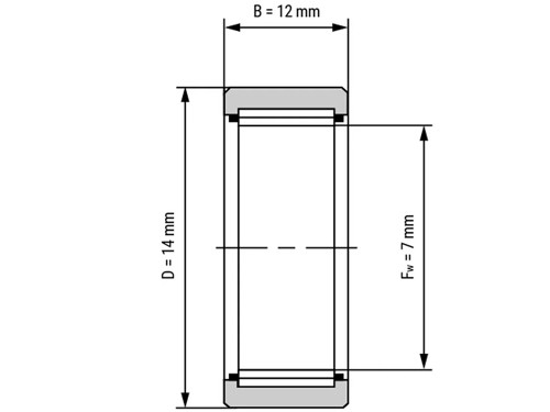 IBB Naaldlager Zonder Binnenring NK 7/12 TN (7x14x12mm)