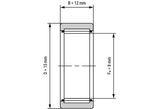 IBB Naaldlager Zonder Binnenring NK 8/12 TN (8x15x12mm)