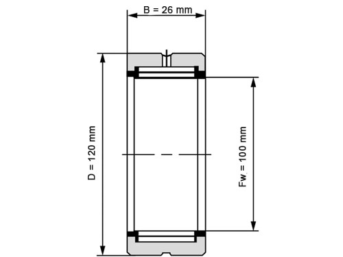 IBB Naaldlager Zonder Binnenring NK100/26 (100x120x26mm)