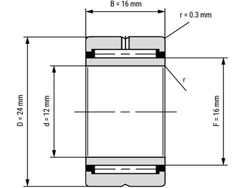 IBB Naaldlager Met Binnenring NKI 12/16 (12x24x16mm)