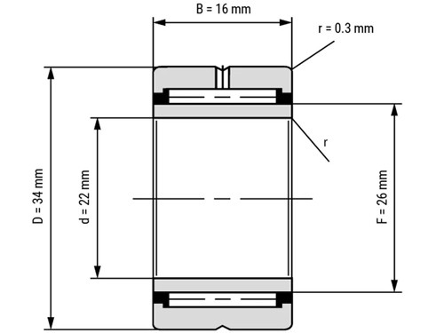 IBB Naaldlager Met Binnenring NKI 22/16 (22x34x16mm)