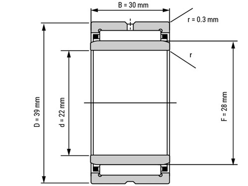 IBB Naaldlager  Met Binnenring NA 69/22 (22x39x30mm)
