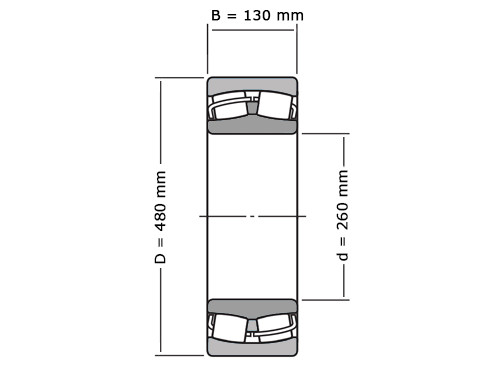 IBB Tonlager Zelfinstellend 22252 C3 Cilindrisch (260x480x130mm)