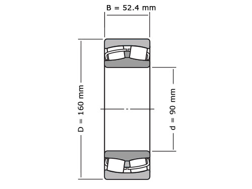 IBB Tonlager Zelfinstellend 23218 Cilindrisch (60x160x52.40mm)