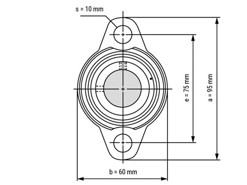 IBB Flenskogellager Ovaal KFL005 RVS (25mm)