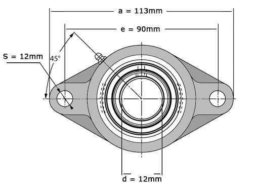IBB Lagerblok Ovaal UCFL201 RVS (12mm)