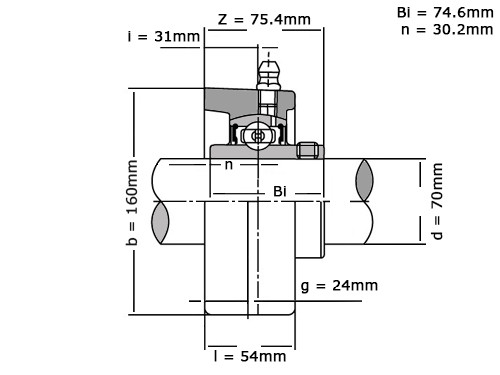 IBB Lagerblok Ovaal UCFL214 (70mm)