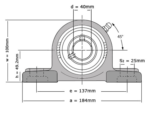 IBB Lagerblok Staand UCP208 RVS (40mm)