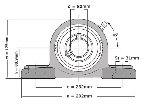 IBB Lagerblok Staand UCP216 (80mm)